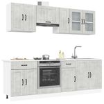 Casa si Gradina - Mobilier - Comode si corpuri - Corpuri bucatarie - Set dulapuri de bucatarie 8 piese „Kalmar” gri beton Lemn - Infinity.ro