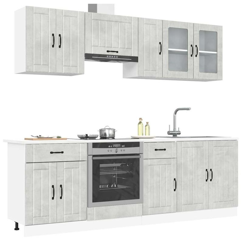 Casa si Gradina - Mobilier - Comode si corpuri - Corpuri bucatarie - Set dulapuri de bucatarie 8 piese „Kalmar” gri beton Lemn - Infinity.ro