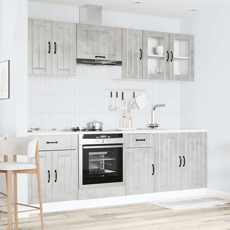 Casa si Gradina - Mobilier - Comode si corpuri - Corpuri bucatarie - Set dulapuri de bucatarie 8 piese „Kalmar” gri beton Lemn - Infinity.ro