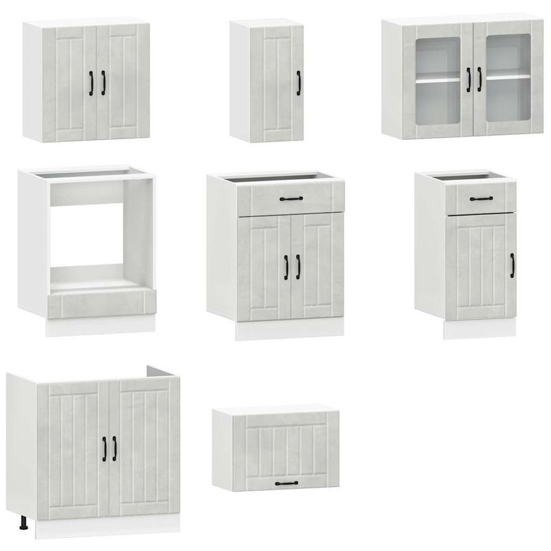 Casa si Gradina - Mobilier - Comode si corpuri - Corpuri bucatarie - Set dulapuri de bucatarie 8 piese „Kalmar” gri beton Lemn - Infinity.ro