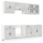 Casa si Gradina - Mobilier - Comode si corpuri - Corpuri bucatarie - Set dulapuri de bucatarie 8 piese „Kalmar” gri beton Lemn - Infinity.ro