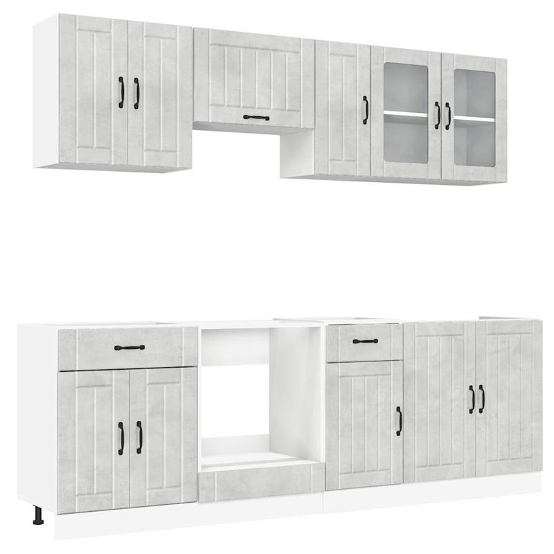 Casa si Gradina - Mobilier - Comode si corpuri - Corpuri bucatarie - Set dulapuri de bucatarie 8 piese „Kalmar” gri beton Lemn - Infinity.ro