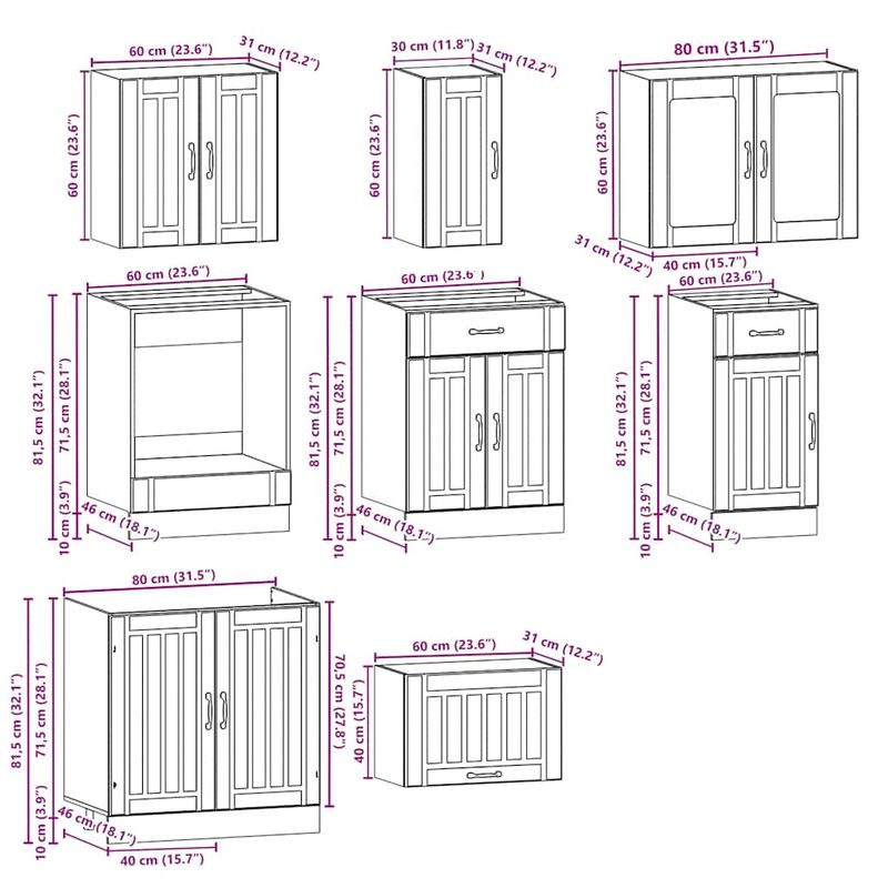 Casa si Gradina - Mobilier - Comode si corpuri - Corpuri bucatarie - Set dulapuri de bucatarie 8 piese „Kalmar” gri beton Lemn - Infinity.ro