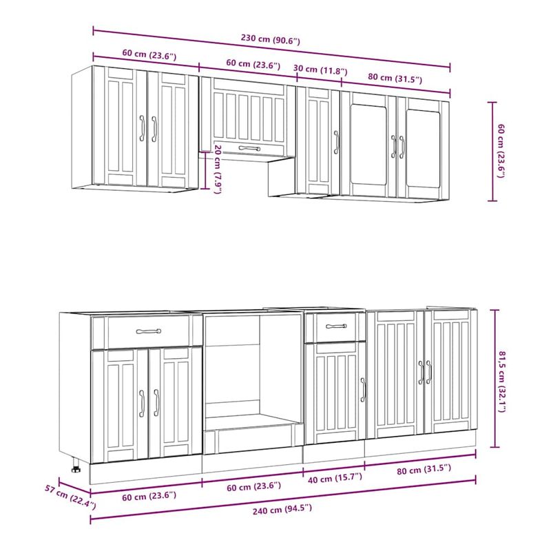 Casa si Gradina - Mobilier - Comode si corpuri - Corpuri bucatarie - Set dulapuri de bucatarie 8 piese „Kalmar” gri beton Lemn - Infinity.ro
