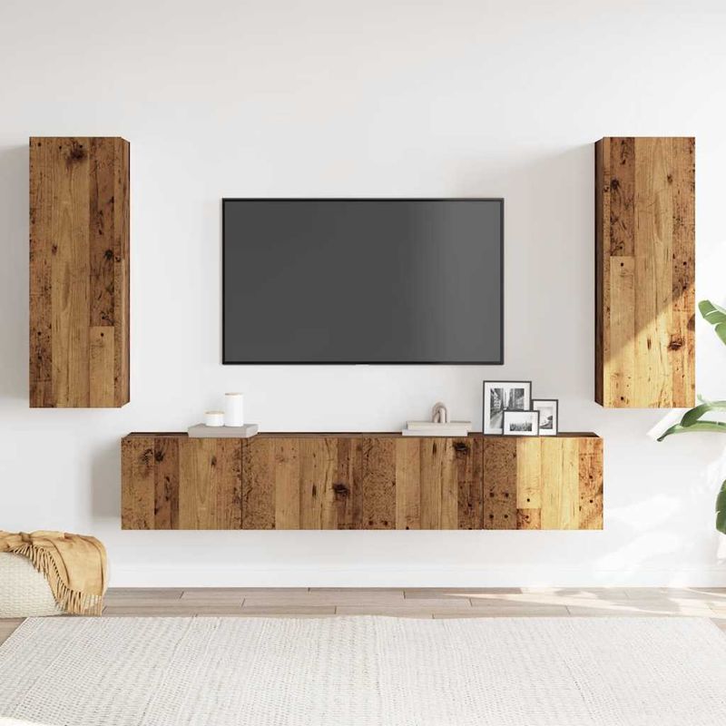 Casa si Gradina - Mobilier - Comode si corpuri - Comode - Dulapuri TV montate pe perete 4 buc Lemn vechi lemn prelucrat - Infinity.ro