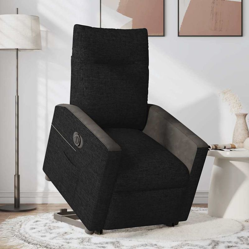 Casa si Gradina - Mobilier - Scaune si fotolii - Fotolii - Fotoliu electric rabatabil cu ridicare, negru, textil - Infinity.ro