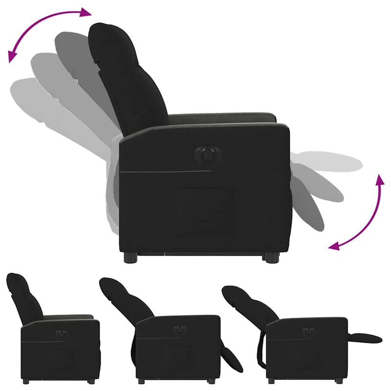 Casa si Gradina - Mobilier - Scaune si fotolii - Fotolii - Fotoliu electric rabatabil cu ridicare, negru, textil - Infinity.ro