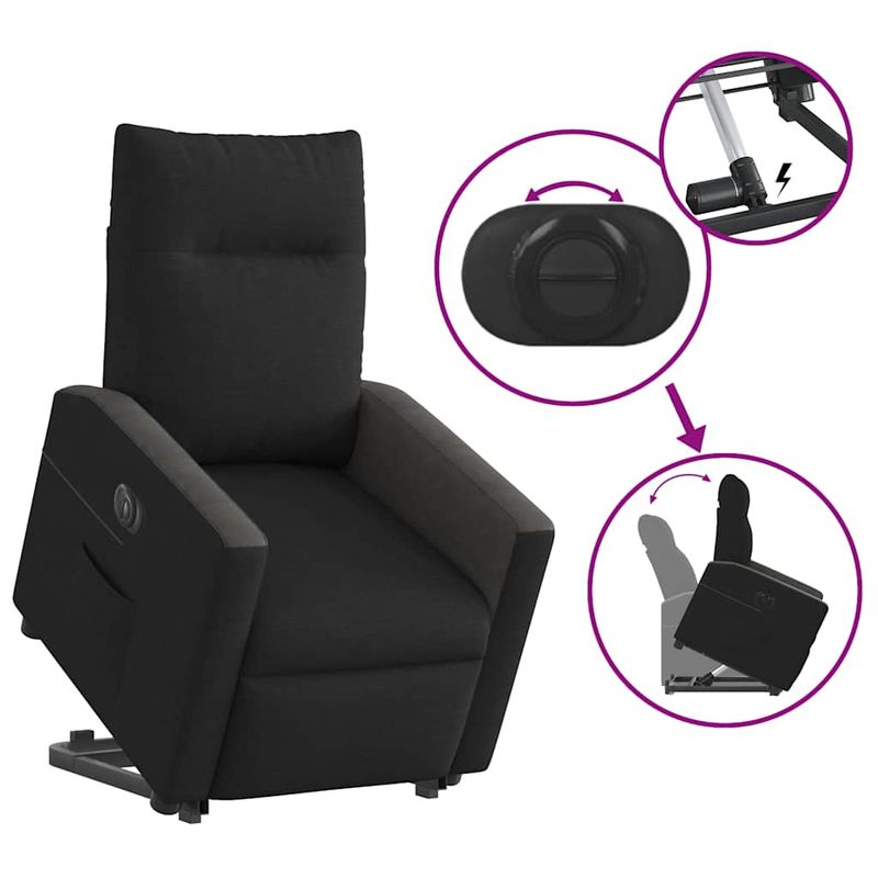 Casa si Gradina - Mobilier - Scaune si fotolii - Fotolii - Fotoliu electric rabatabil cu ridicare, negru, textil - Infinity.ro