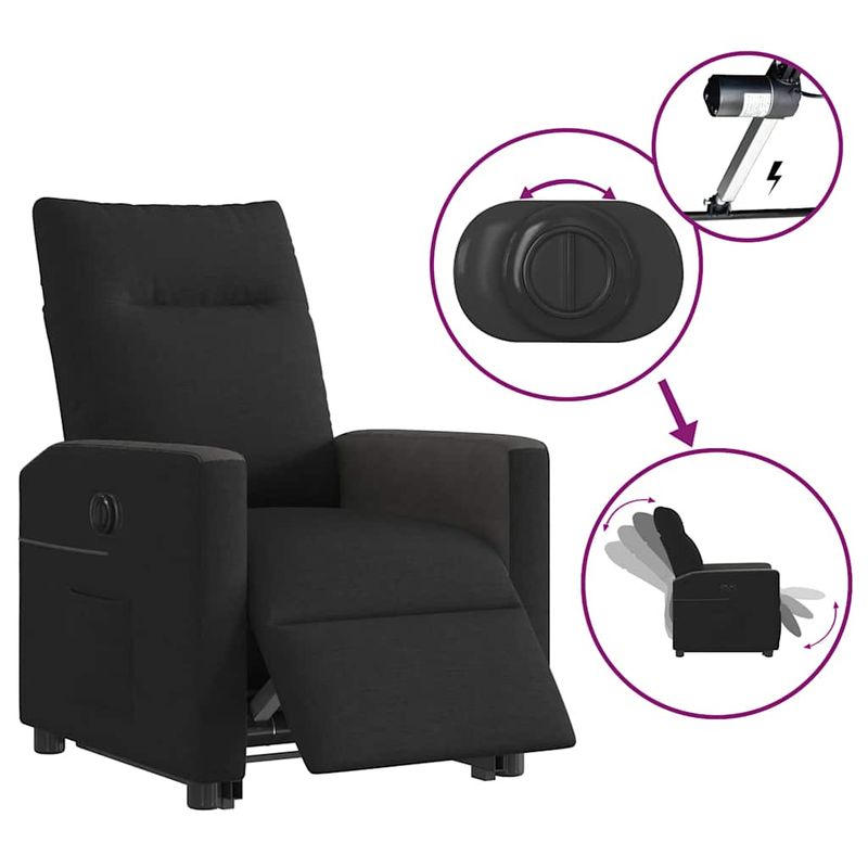 Casa si Gradina - Mobilier - Scaune si fotolii - Fotolii - Fotoliu electric rabatabil cu ridicare, negru, textil - Infinity.ro