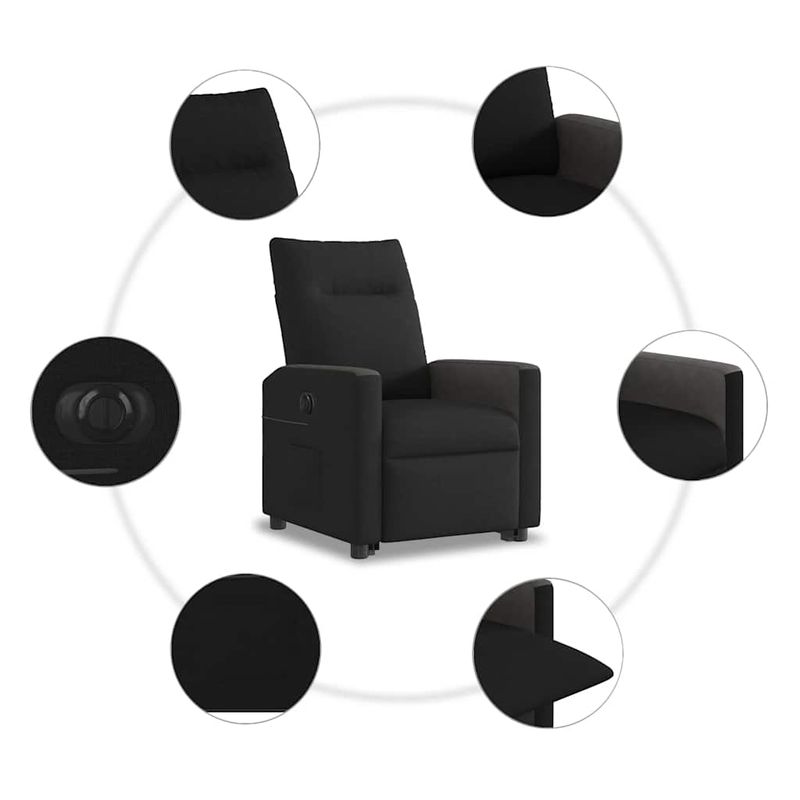 Casa si Gradina - Mobilier - Scaune si fotolii - Fotolii - Fotoliu electric rabatabil cu ridicare, negru, textil - Infinity.ro