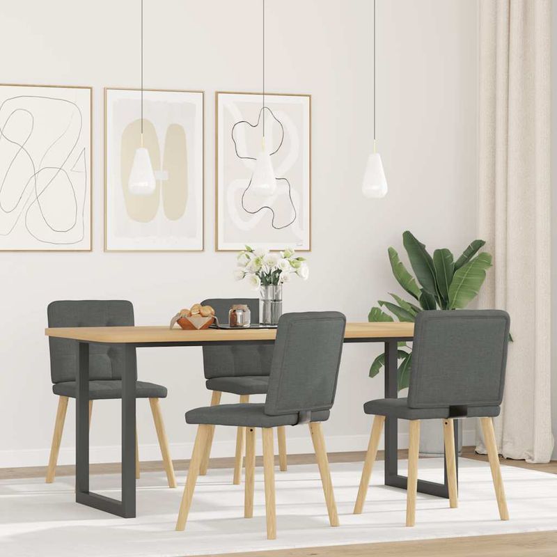 Casa si Gradina - Mobilier - Scaune si fotolii - Scaune - Scaune de bucatarie pivotante, 4 buc., gri inchis, textil - Infinity.ro