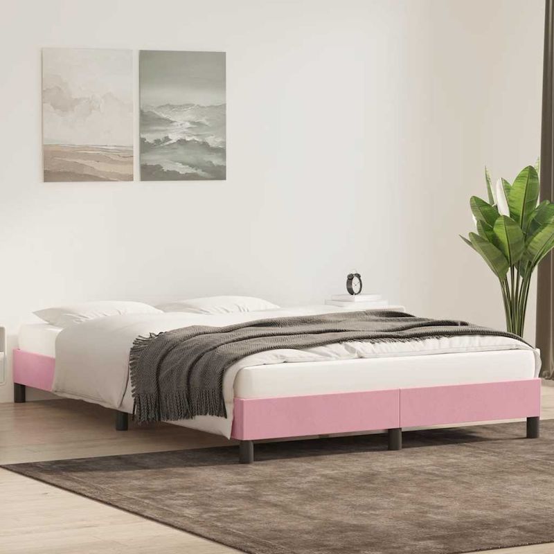 Casa si Gradina - Mobilier - Paturi si accesorii - Paturi - Cadru de pat fara saltea roz 140x210 cm catifea - Infinity.ro