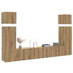 Casa si Gradina - Mobilier - Seturi de mobilier - Seturi living - Set dulap TV 8 piese montat pe perete Stejar artizanal - Infinity.ro