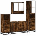 Casa si Gradina - Mobilier - Seturi de mobilier - Seturi baie - Set de mobilier de baie 4 piese Lemn prelucrat de stejar afumat - Infinity.ro