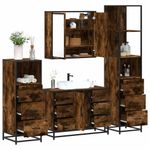 Casa si Gradina - Mobilier - Seturi de mobilier - Seturi baie - Set de mobilier de baie 4 piese Lemn prelucrat de stejar afumat - Infinity.ro