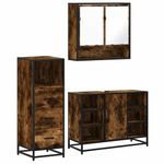Casa si Gradina - Mobilier - Seturi de mobilier - Seturi baie - Set mobilier de baie, 3 piese, stejar fumuriu, lemn prelucrat - Infinity.ro