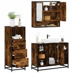 Casa si Gradina - Mobilier - Seturi de mobilier - Seturi baie - Set mobilier de baie, 3 piese, stejar fumuriu, lemn prelucrat - Infinity.ro