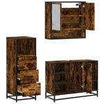 Casa si Gradina - Mobilier - Seturi de mobilier - Seturi baie - Set mobilier de baie, 3 piese, stejar fumuriu, lemn prelucrat - Infinity.ro