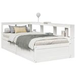 Casa si Gradina - Mobilier - Paturi si accesorii - Paturi - Pat cu biblioteca fara saltea, alb, 90x190 cm, lemn masiv pin - Infinity.ro
