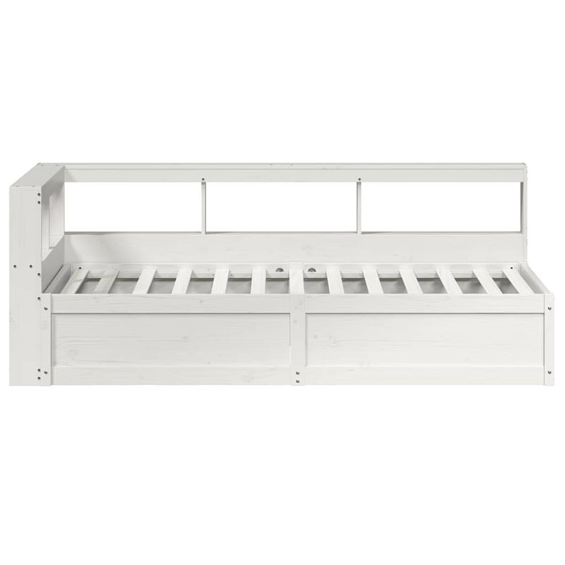 Casa si Gradina - Mobilier - Paturi si accesorii - Paturi - Pat cu biblioteca fara saltea, alb, 90x190 cm, lemn masiv pin - Infinity.ro