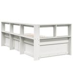 Casa si Gradina - Mobilier - Paturi si accesorii - Paturi - Pat cu biblioteca fara saltea, alb, 90x190 cm, lemn masiv pin - Infinity.ro