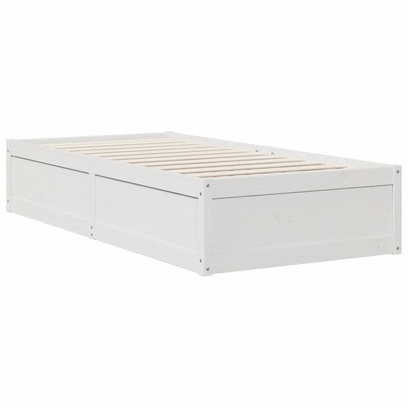 Casa si Gradina - Mobilier - Paturi si accesorii - Paturi - Pat cu biblioteca fara saltea, alb, 90x190 cm, lemn masiv pin - Infinity.ro