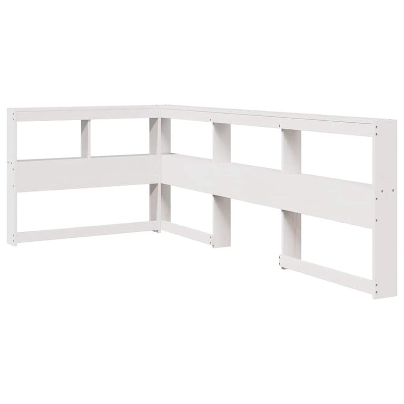 Casa si Gradina - Mobilier - Paturi si accesorii - Paturi - Pat cu biblioteca fara saltea, alb, 90x190 cm, lemn masiv pin - Infinity.ro