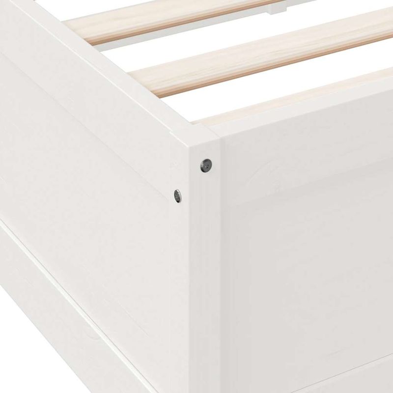 Casa si Gradina - Mobilier - Paturi si accesorii - Paturi - Pat cu biblioteca fara saltea, alb, 90x190 cm, lemn masiv pin - Infinity.ro