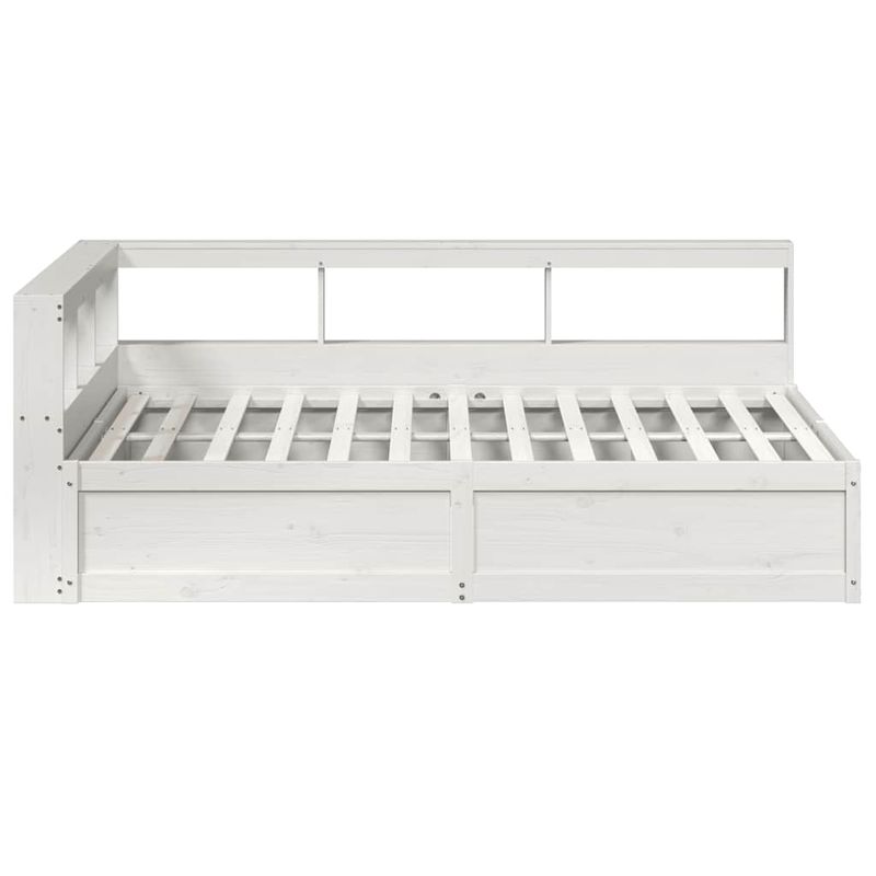 Casa si Gradina - Mobilier - Paturi si accesorii - Paturi - Pat cu biblioteca fara saltea, alb, 140x200 cm, lemn masiv pin - Infinity.ro