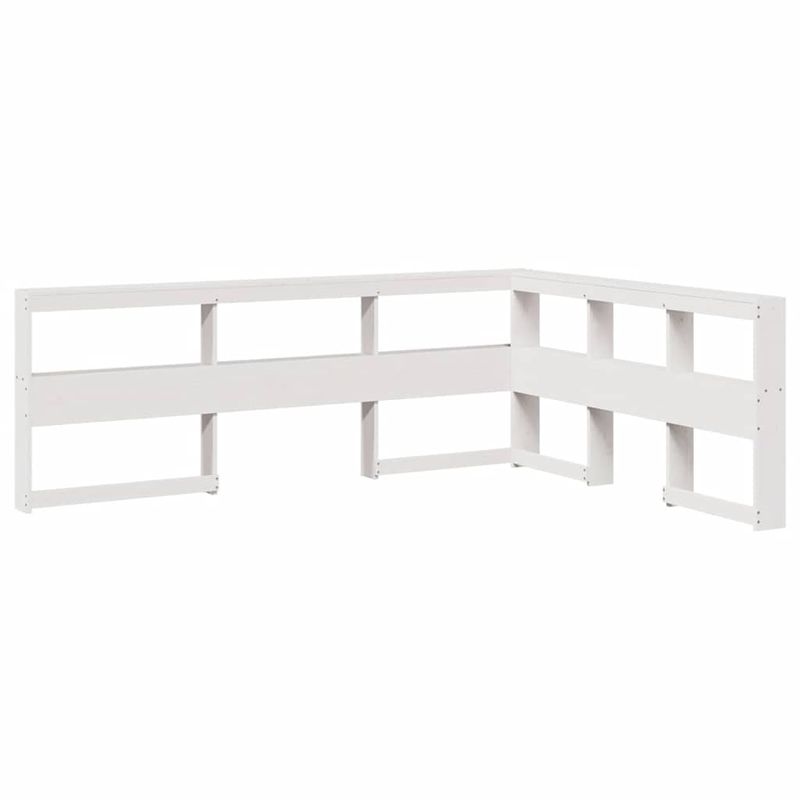 Casa si Gradina - Mobilier - Paturi si accesorii - Paturi - Pat cu biblioteca fara saltea, alb, 140x200 cm, lemn masiv pin - Infinity.ro