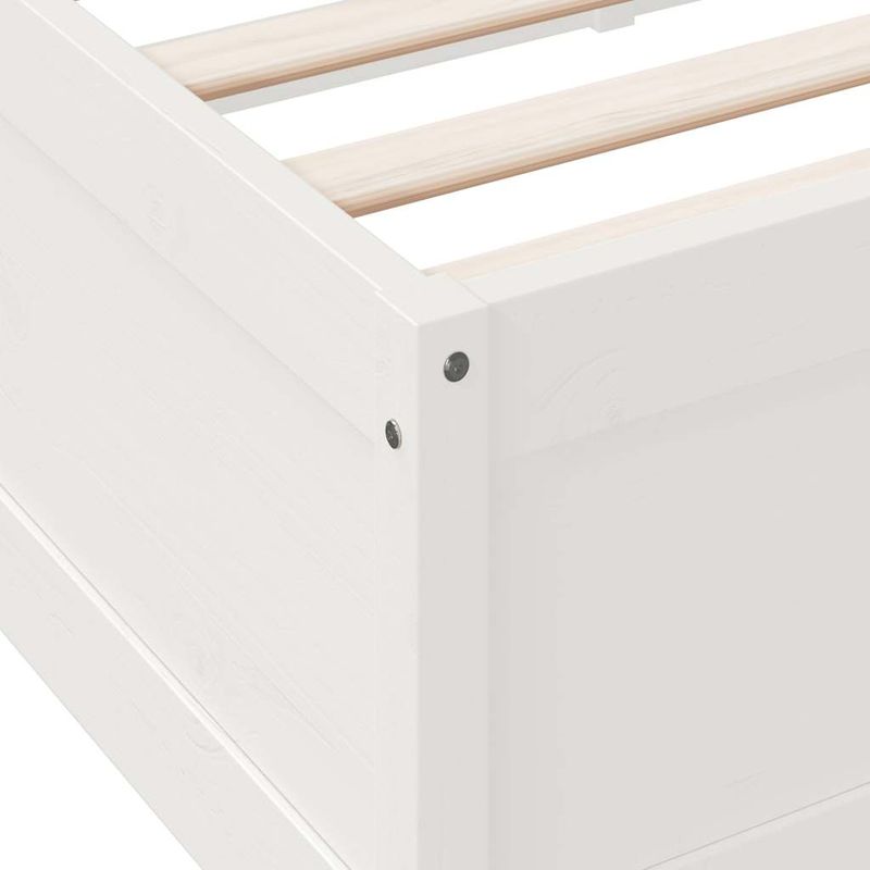 Casa si Gradina - Mobilier - Paturi si accesorii - Paturi - Pat cu biblioteca fara saltea, alb, 140x200 cm, lemn masiv pin - Infinity.ro