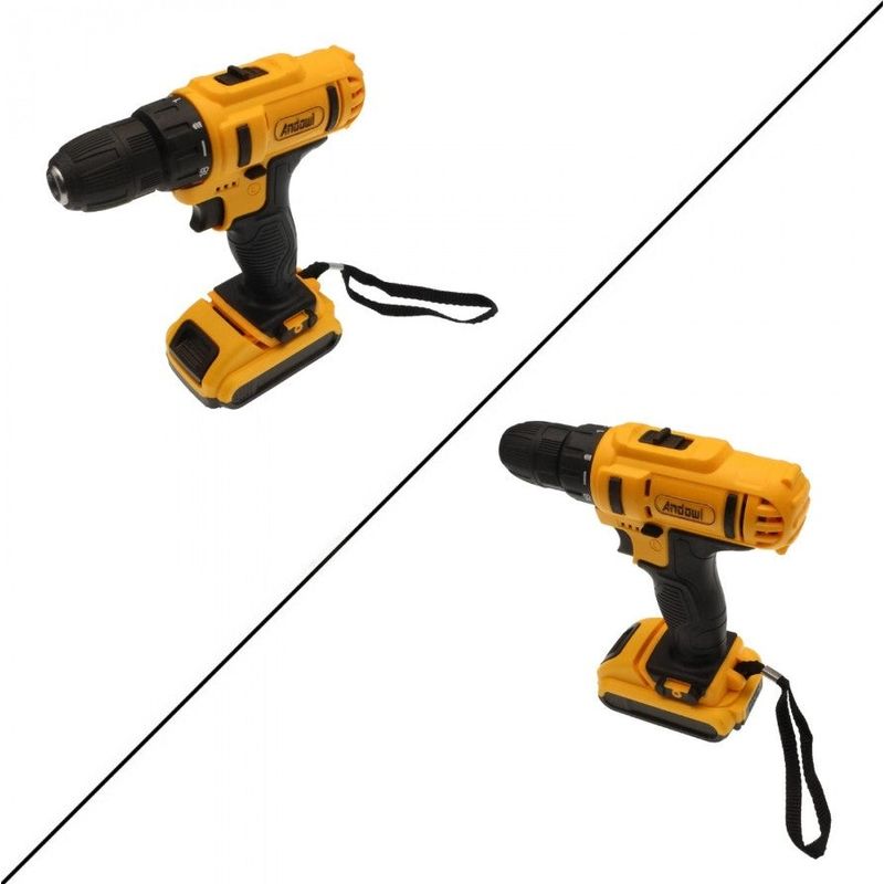 Casa si Gradina - Constructii - Scule electrice si accesorii - Masini de gaurit si insurubat - Trusa masina de gaurit si insurubat Andowl Q-GJ011, fara cablu, cu 2 acumulatori 5Ah 24V, negru cu galben - Infinity.ro