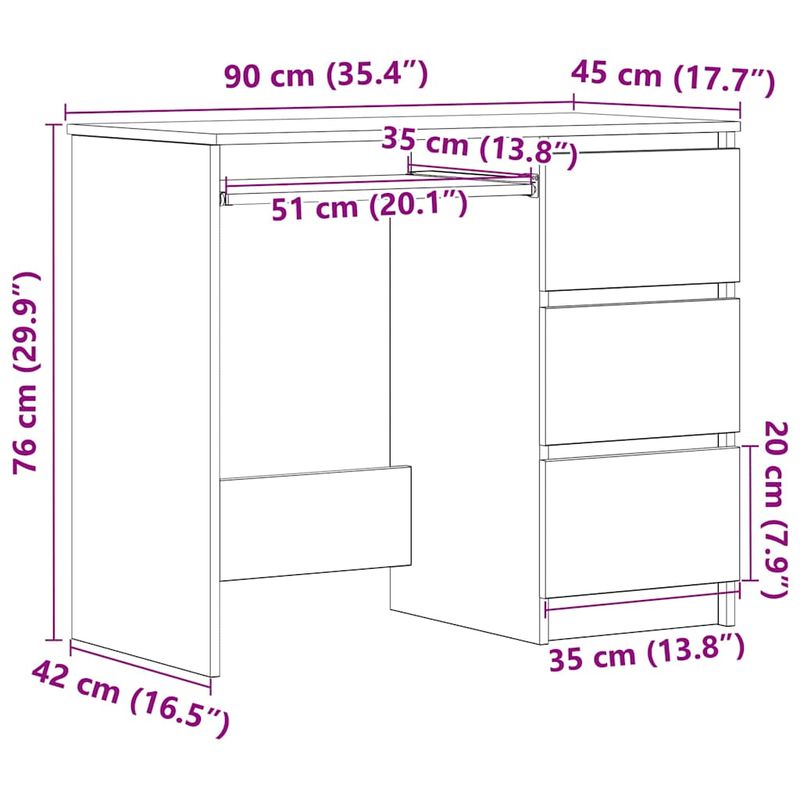 Casa si Gradina - Mobilier - Mese si birouri - Birouri - Birou din lemn vechi 90x45x76 cm din lemn de prelucrare - Infinity.ro