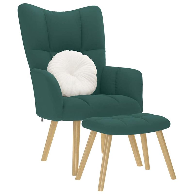 Casa si Gradina - Mobilier - Scaune si fotolii - Fotolii - Fotoliu de relaxare cu taburet, verde inchis, textil - Infinity.ro