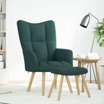 Casa si Gradina - Mobilier - Scaune si fotolii - Fotolii - Fotoliu de relaxare cu taburet, verde inchis, textil - Infinity.ro
