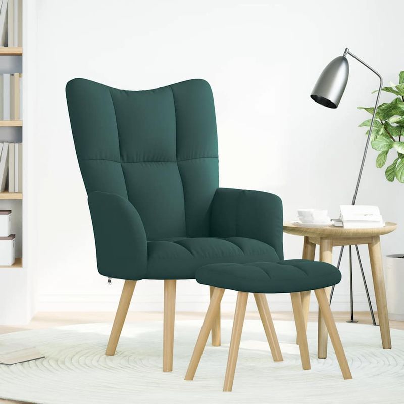 Casa si Gradina - Mobilier - Scaune si fotolii - Fotolii - Fotoliu de relaxare cu taburet, verde inchis, textil - Infinity.ro