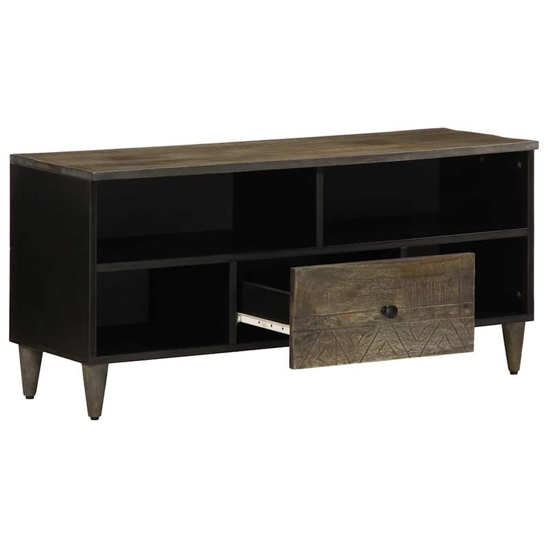 Casa si Gradina - Mobilier - Comode si corpuri - Comode - Comoda TV, negru, 100x33x46 cm, lemn masiv de mango - Infinity.ro
