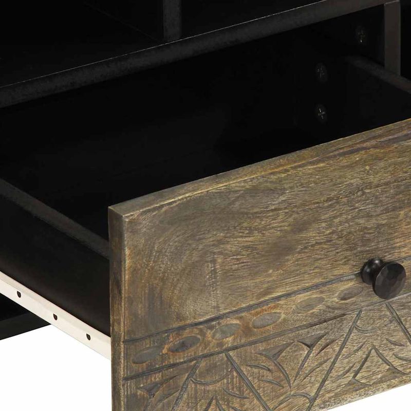 Casa si Gradina - Mobilier - Comode si corpuri - Comode - Comoda TV, negru, 100x33x46 cm, lemn masiv de mango - Infinity.ro