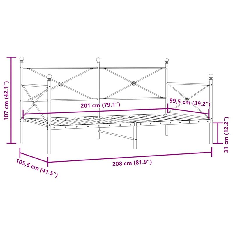 Casa si Gradina - Mobilier - Paturi si accesorii - Paturi - Pat de zi fara saltea Negru 100x200 cm Otel - Infinity.ro