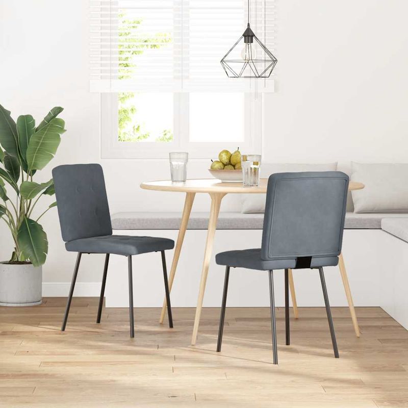 Casa si Gradina - Mobilier - Scaune si fotolii - Scaune - Scaune de bucatarie, 2 buc., gri inchis, catifea - Infinity.ro