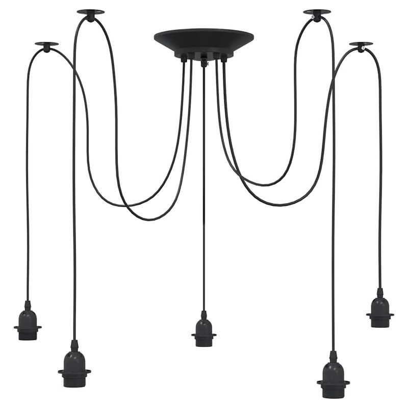 Casa si Gradina - Corpuri si surse de iluminat - Veioze si lampi - Lampi de veghe - Lampa suspendata cu 5 suporturi E27 metal negru - Infinity.ro