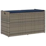 Casa si Gradina - Gradina si terasa - Mobilier exterior - Bancute de gradina - Banca de depozitare in aer liber cu perna gri 100 cm polirattan, gri și bleumarin - Infinity.ro