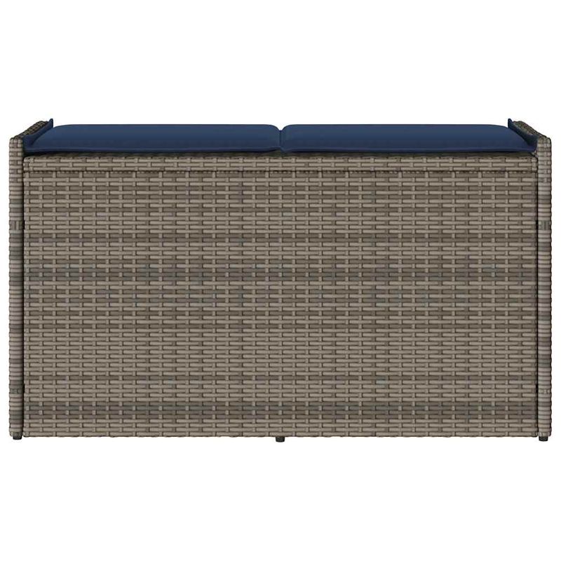 Casa si Gradina - Gradina si terasa - Mobilier exterior - Bancute de gradina - Banca de depozitare in aer liber cu perna gri 100 cm polirattan, gri și bleumarin - Infinity.ro