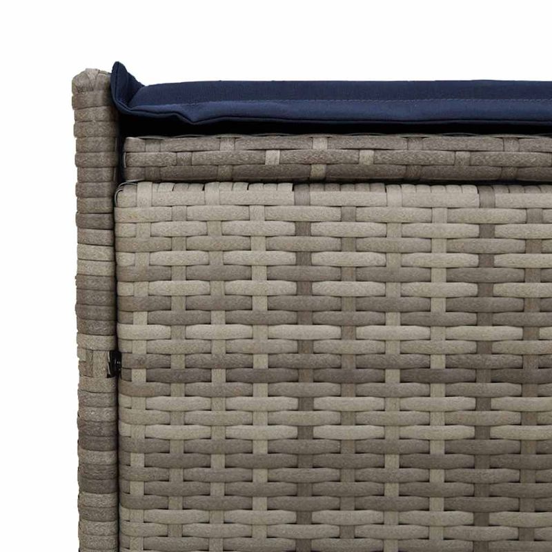 Casa si Gradina - Gradina si terasa - Mobilier exterior - Bancute de gradina - Banca de depozitare in aer liber cu perna gri 100 cm polirattan, gri și bleumarin - Infinity.ro