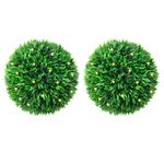 Casa si Gradina - Decoratiuni - Obiecte decorative - Plante artificiale - Mingi artificiale din lemn de cimis cu lumini LED 2 buc Verde - Infinity.ro