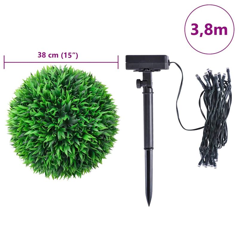 Casa si Gradina - Decoratiuni - Obiecte decorative - Plante artificiale - Mingi artificiale din lemn de cimis cu lumini LED 2 buc Verde - Infinity.ro