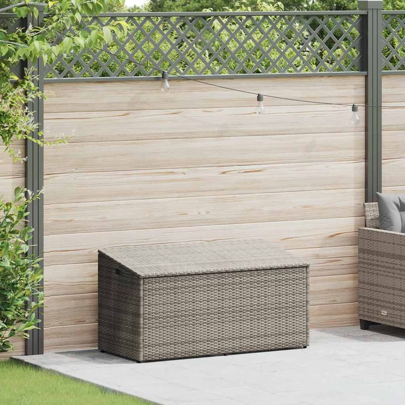 Casa si Gradina - Gradina si terasa - Mobilier exterior - Dulapuri si lazi depozitare exterior - Cutie de depozitare de gradina gri 110x50x58 cm polirattan - Infinity.ro