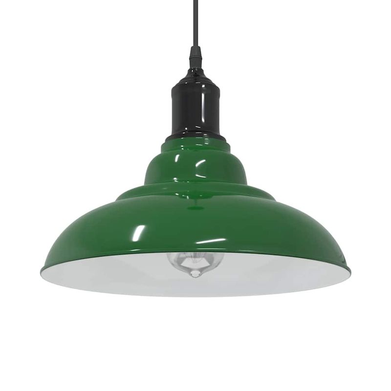Casa si Gradina - Corpuri si surse de iluminat - Veioze si lampi - Lampi de veghe - Lampa suspendata reglabila pe inaltime E27 verde lucios metal - Infinity.ro