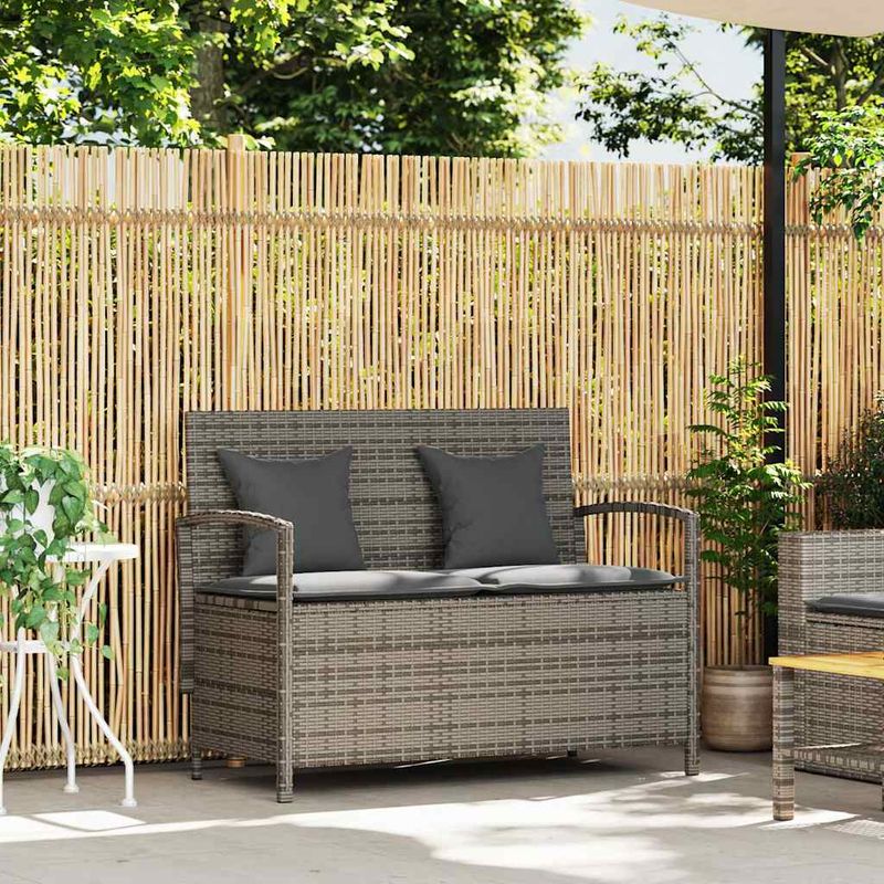 Casa si Gradina - Gradina si terasa - Mobilier exterior - Bancute de gradina - Banca de depozitare de gradina cu perna din polirattan gri, gri și gri închis - Infinity.ro