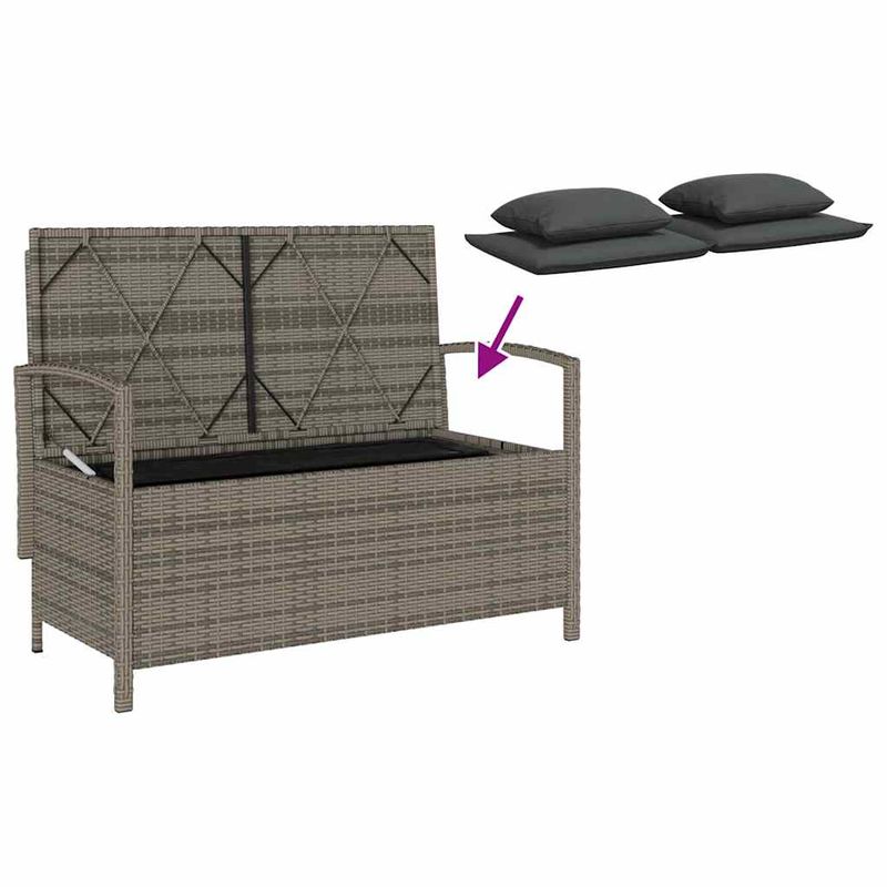 Casa si Gradina - Gradina si terasa - Mobilier exterior - Bancute de gradina - Banca de depozitare de gradina cu perna din polirattan gri, gri și gri închis - Infinity.ro